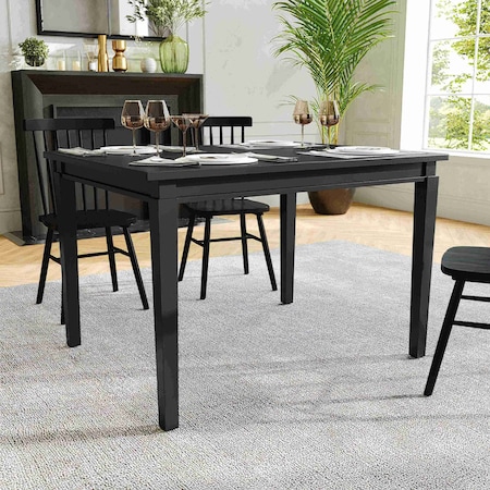 Flash Furniture Henry 47in. Solid Wood Dining Table, Heavy Duty Rectangle Wood Table for 4, Black Matte Finish KER-T-217-BLK-47-GG
